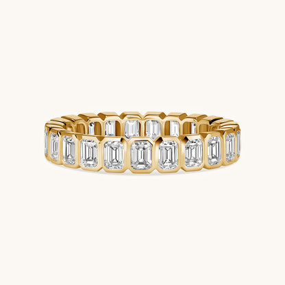 Bezel Set Emerald Lab Diamond Eternity Band
