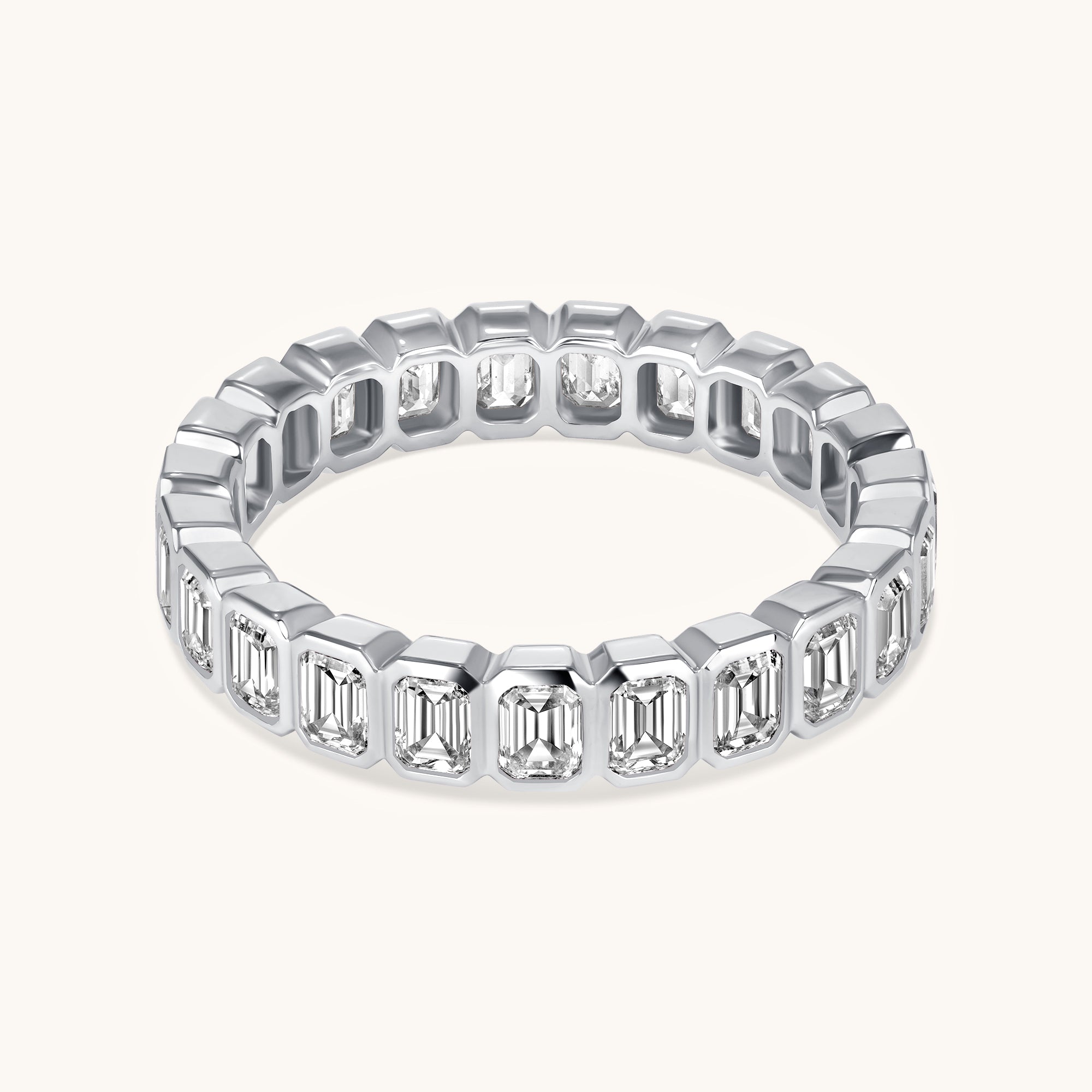 Bezel Set Emerald Lab Diamond Eternity Band
