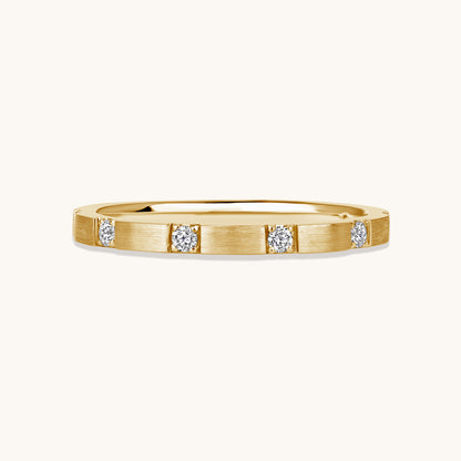 Thin Brushed Diamond Band