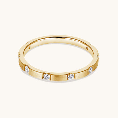 Thin Brushed Diamond Band