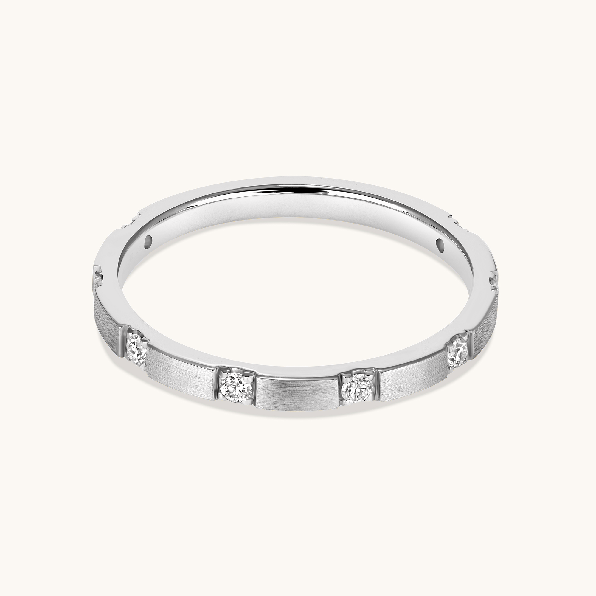 Thin Brushed Diamond Band