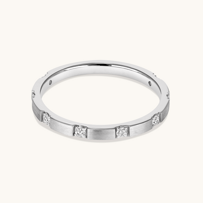 Thin Brushed Diamond Band