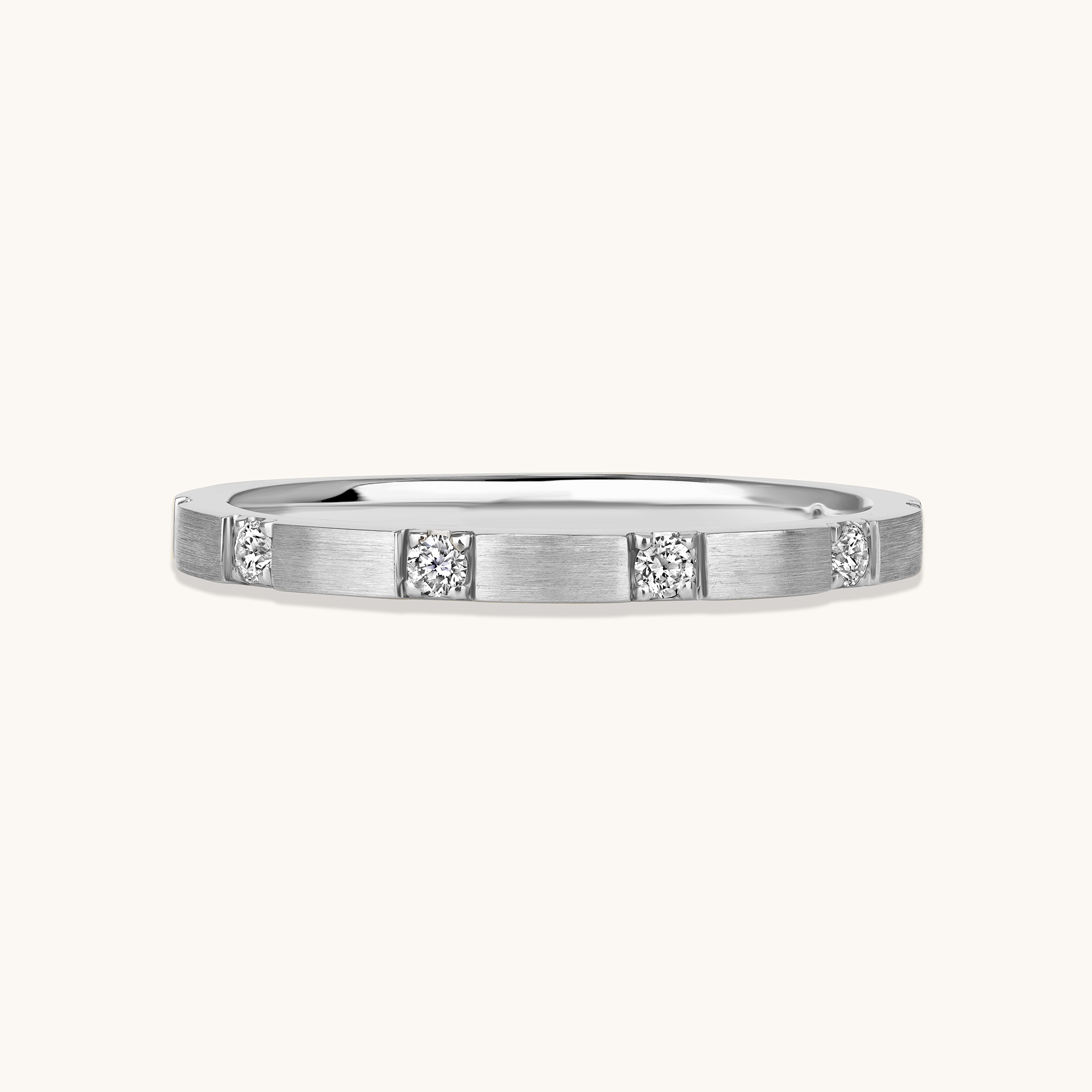 Thin Brushed Diamond Band