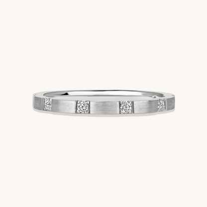 Thin Brushed Diamond Band