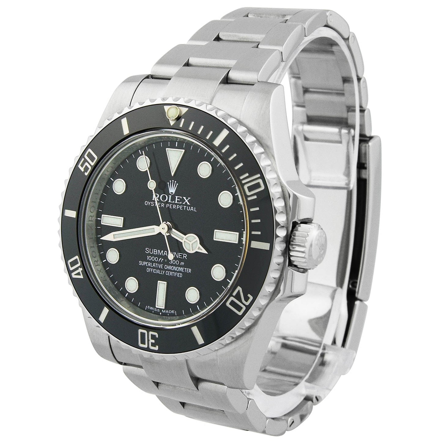 Rolex Men's Submariner No Date Stainless Steel 40mm Black Dot Dial Watch Reference #: 114060 - Happy Jewelers Fine Jewelry Lifetime Warranty