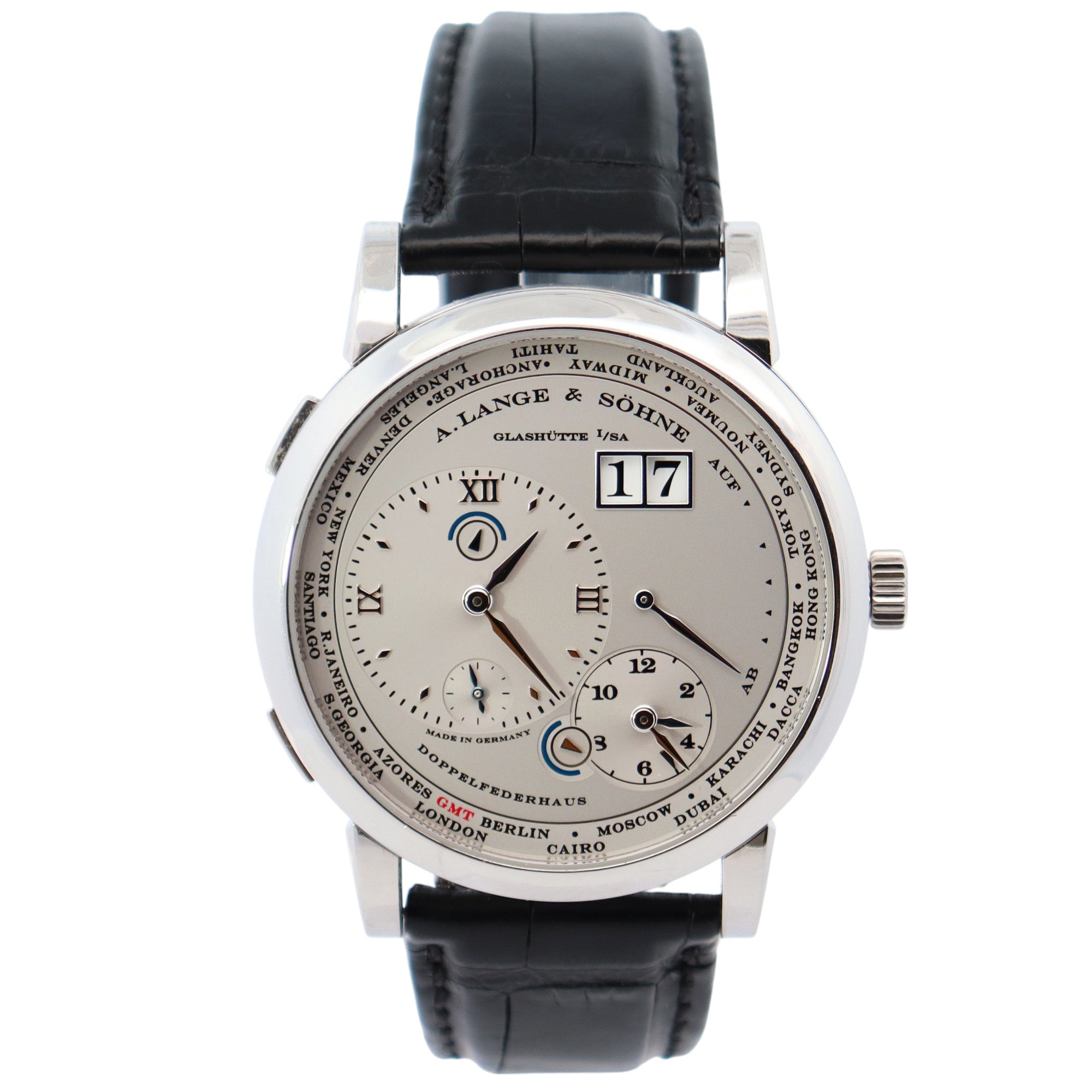 A. Lange & Sohne 1 Time Zone 42mm Silver Dial Watch Ref# 116.025 - Happy Jewelers Fine Jewelry Lifetime Warranty