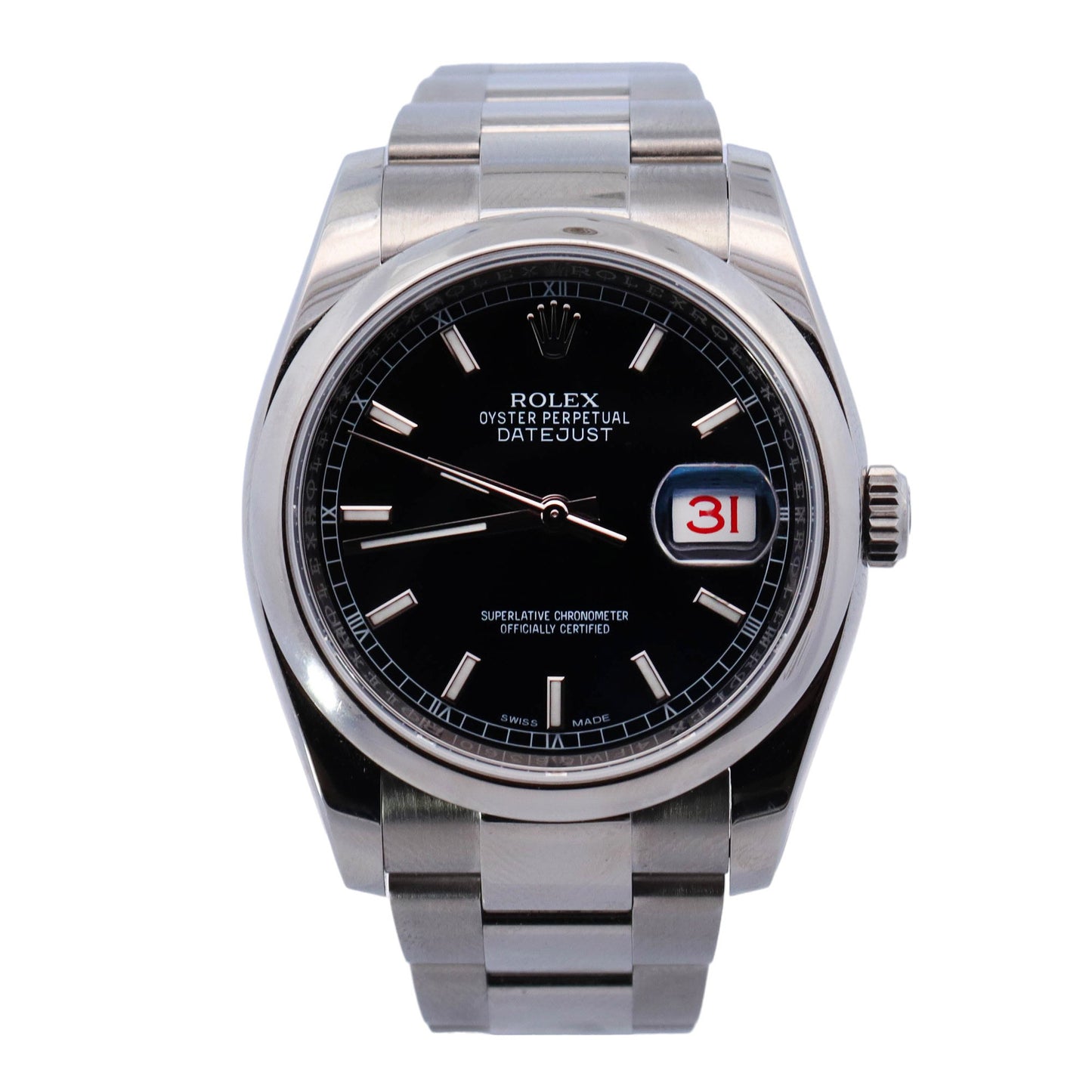 Rolex Datejust Stainless Steel 36mm Black Stick Dial Watch Reference#: 116200 - Happy Jewelers Fine Jewelry Lifetime Warranty