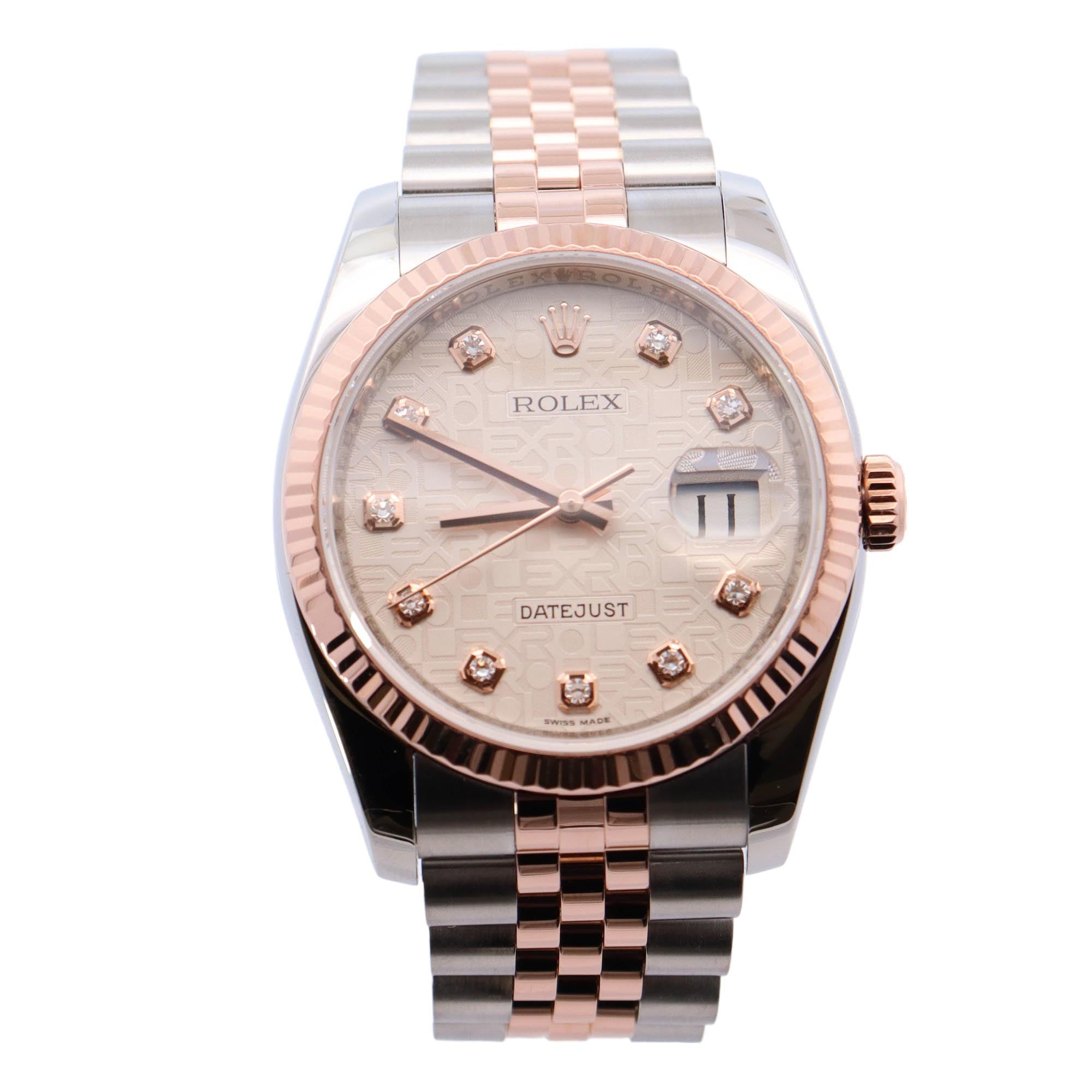 Rolex Datejust Rose Gold & Stainless Steel 36mm Ivory Jubilee Diamond Dot Dial Watch Reference#: 116231 - Happy Jewelers Fine Jewelry Lifetime Warranty