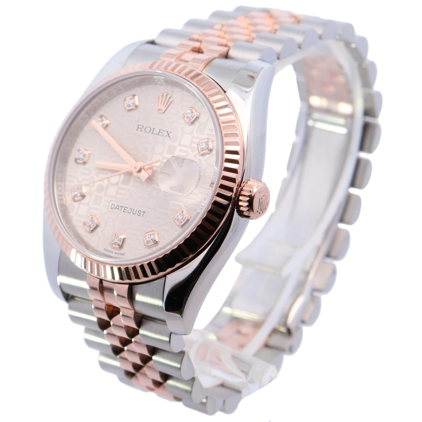 Rolex Datejust Rose Gold & Stainless Steel 36mm Ivory Jubilee Diamond Dot Dial Watch Reference#: 116231 - Happy Jewelers Fine Jewelry Lifetime Warranty