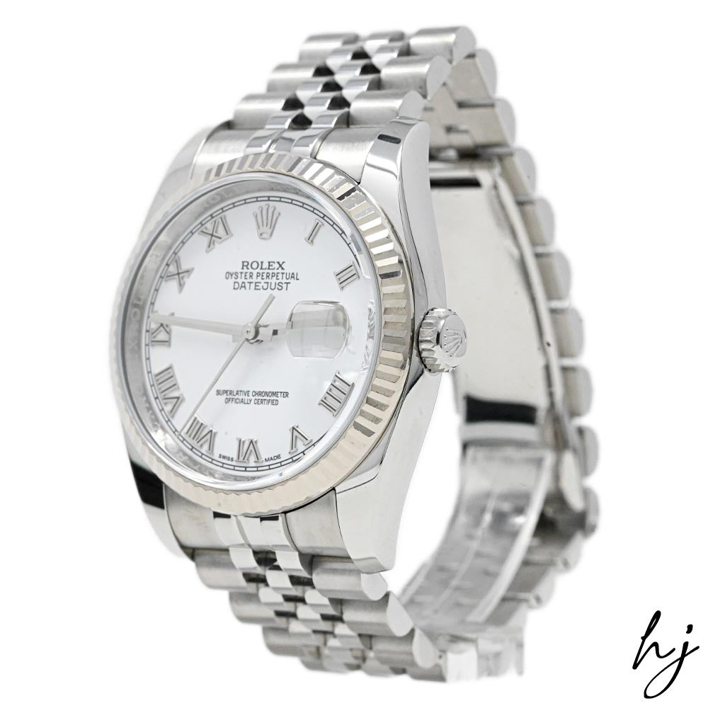 Rolex Unisex Datejust Stainless Steel 36mm White Roman Dial Watch Reference #: 116234 - Happy Jewelers Fine Jewelry Lifetime Warranty