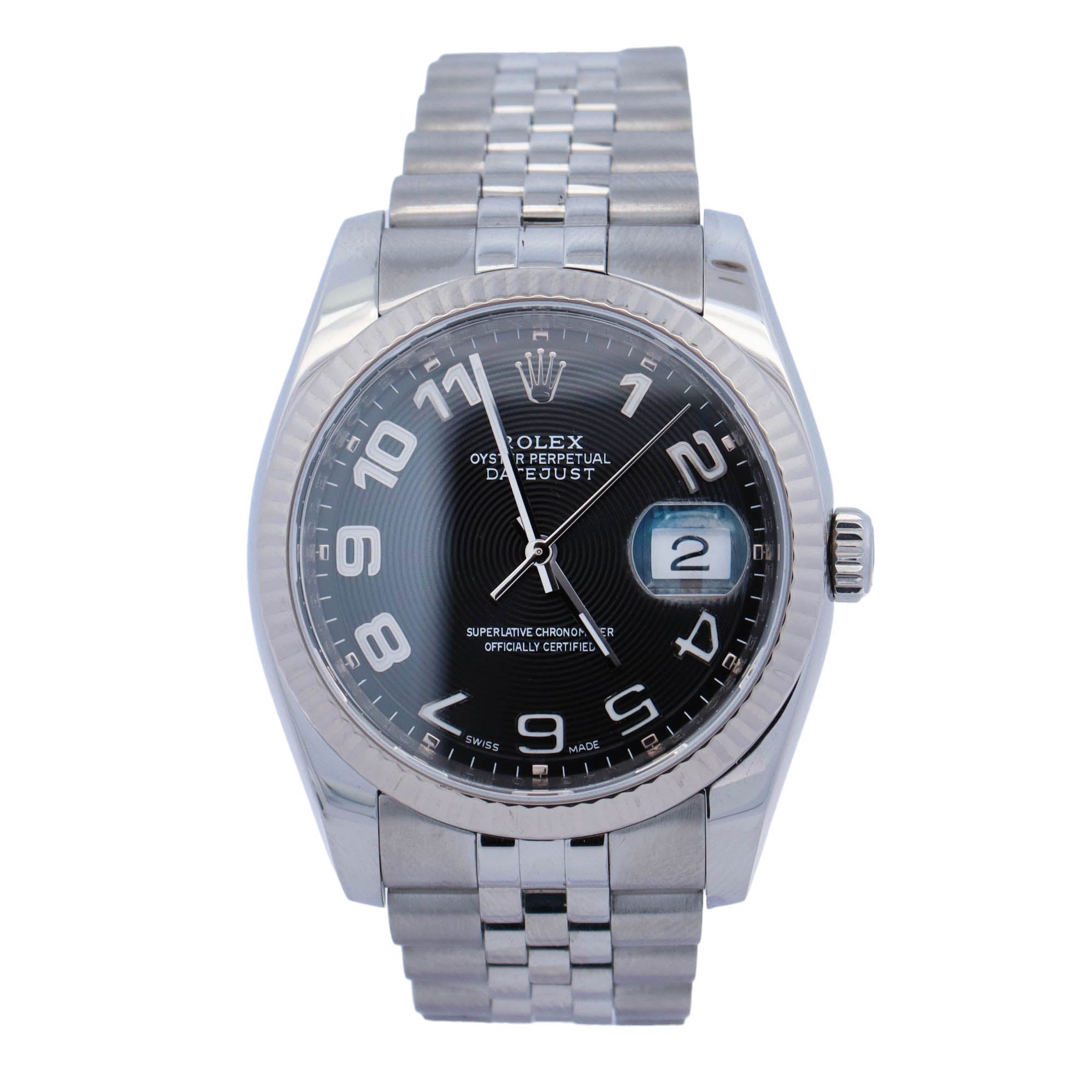 Rolex Datejust Stainless Steel 36mm Black Roman Dial Watch Reference# 116234 - Happy Jewelers Fine Jewelry Lifetime Warranty