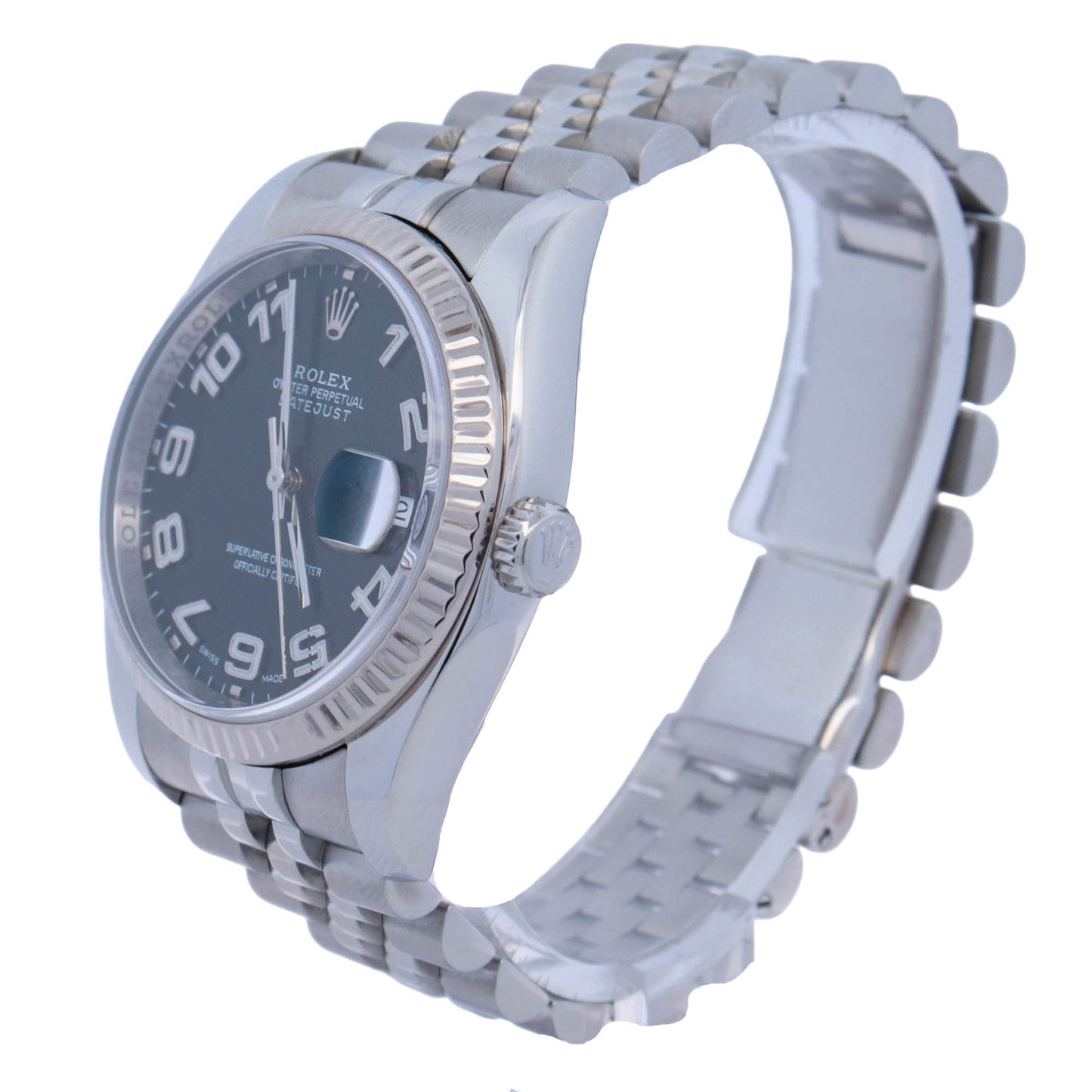 Rolex Datejust Stainless Steel 36mm Black Roman Dial Watch Reference# 116234 - Happy Jewelers Fine Jewelry Lifetime Warranty