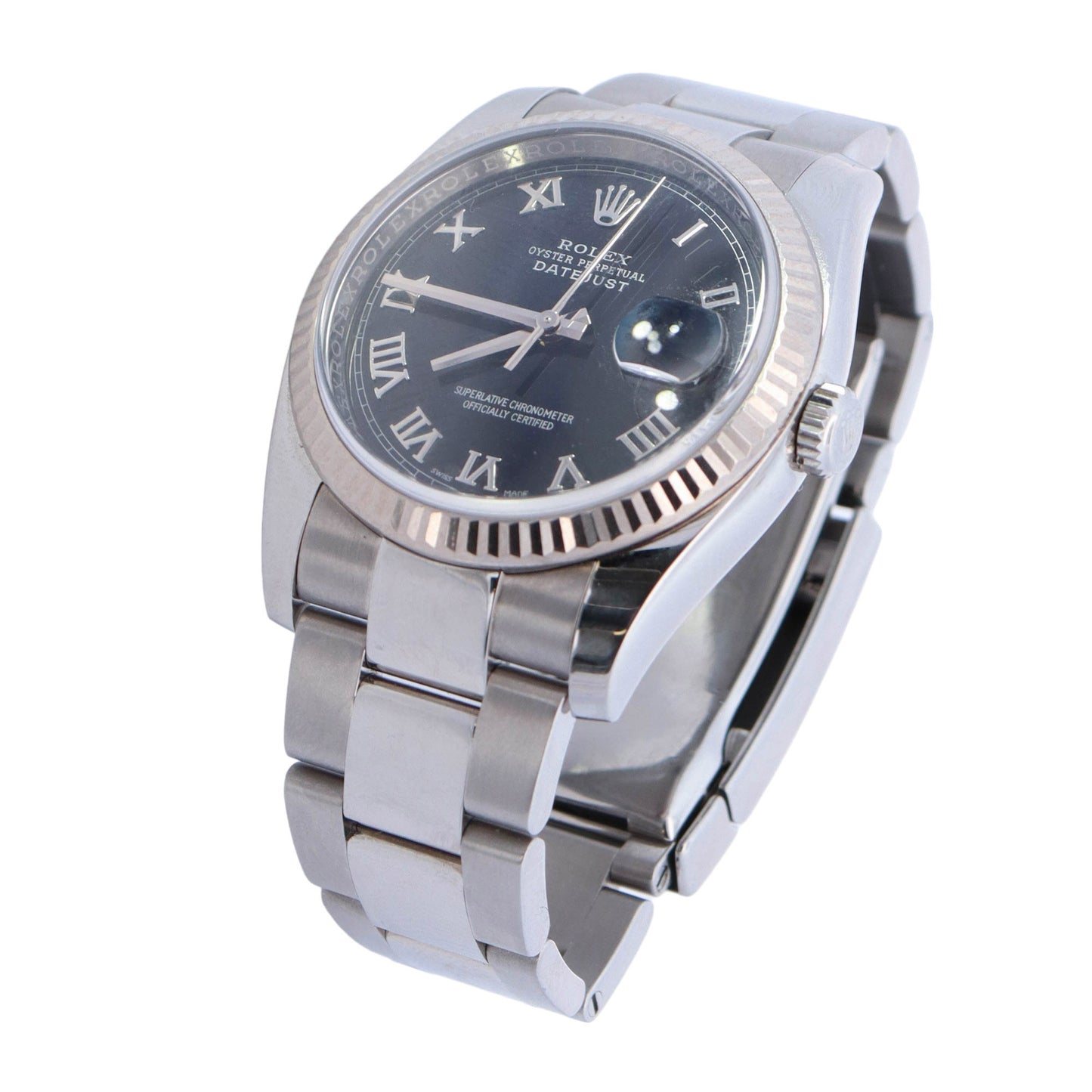 Rolex Datejust Stainless Steel Black Roman Dial Watch Reference# 116234 - Happy Jewelers Fine Jewelry Lifetime Warranty
