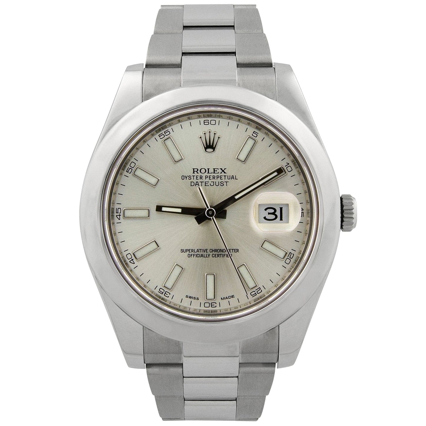 Rolex Datejust Stainless Steel 41mm Silver Stick Dial Watch Reference# 116300 - Happy Jewelers Fine Jewelry Lifetime Warranty