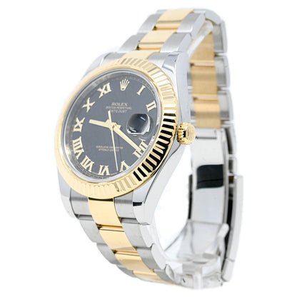 Rolex Datejust 41mm Yellow Gold & Stainless Steel Black Roman Dial Watch Reference# 116333 - Happy Jewelers Fine Jewelry Lifetime Warranty