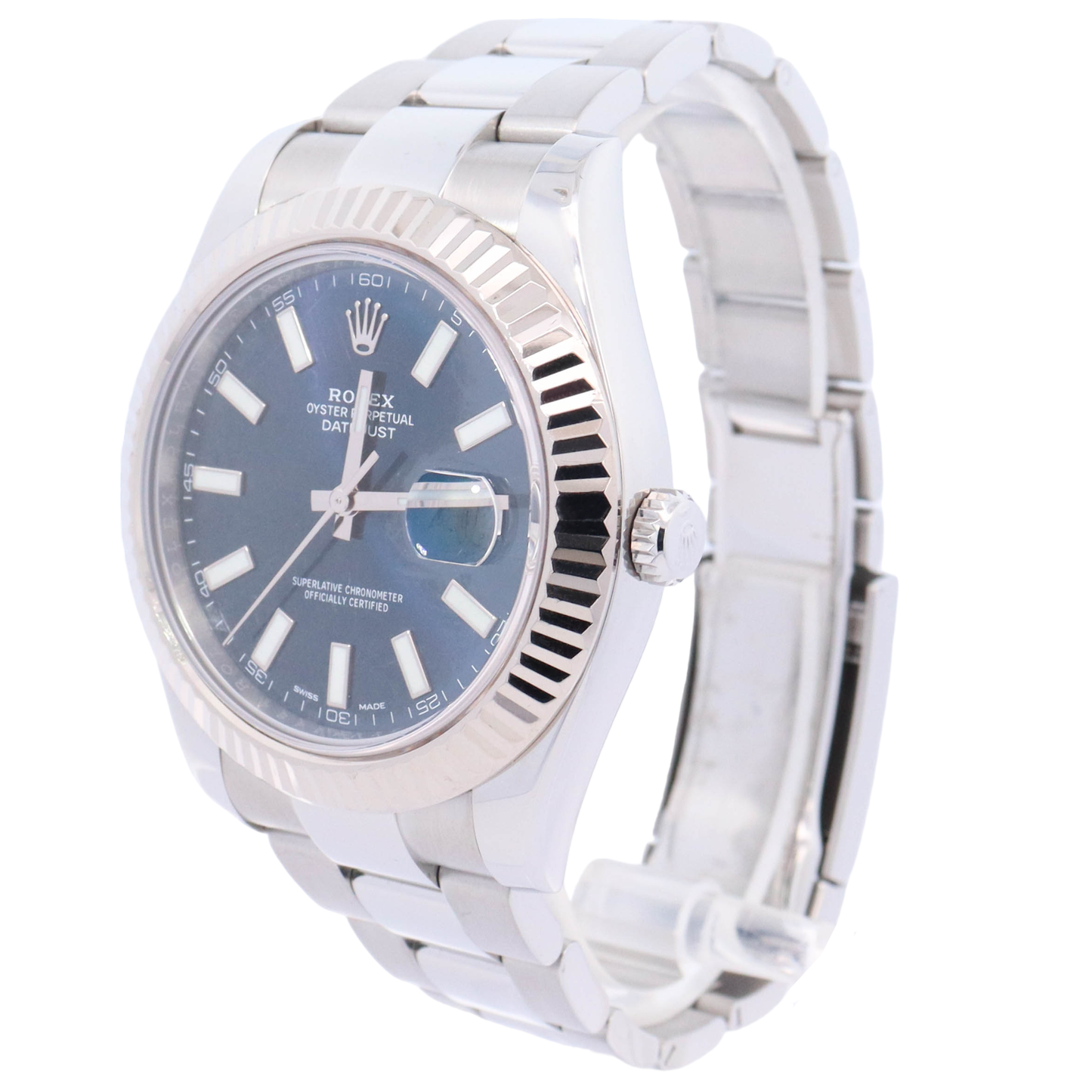 Rolex Datejust Stainless Steel 41mm Blue Stick Dial Watch Reference# 116334 - Happy Jewelers Fine Jewelry Lifetime Warranty