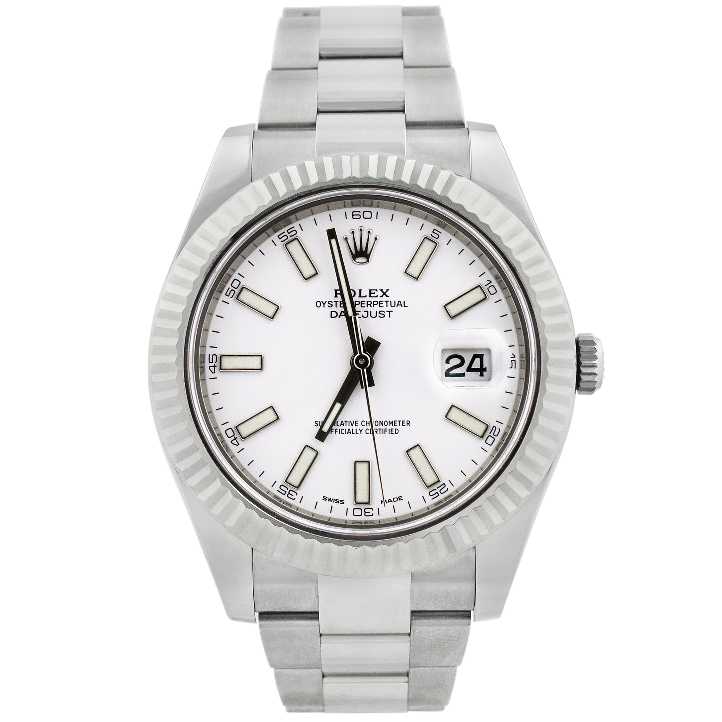 Rolex Datejust 41mm Stainless Steel White Roman Dial Watch Reference# 116334 - Happy Jewelers Fine Jewelry Lifetime Warranty