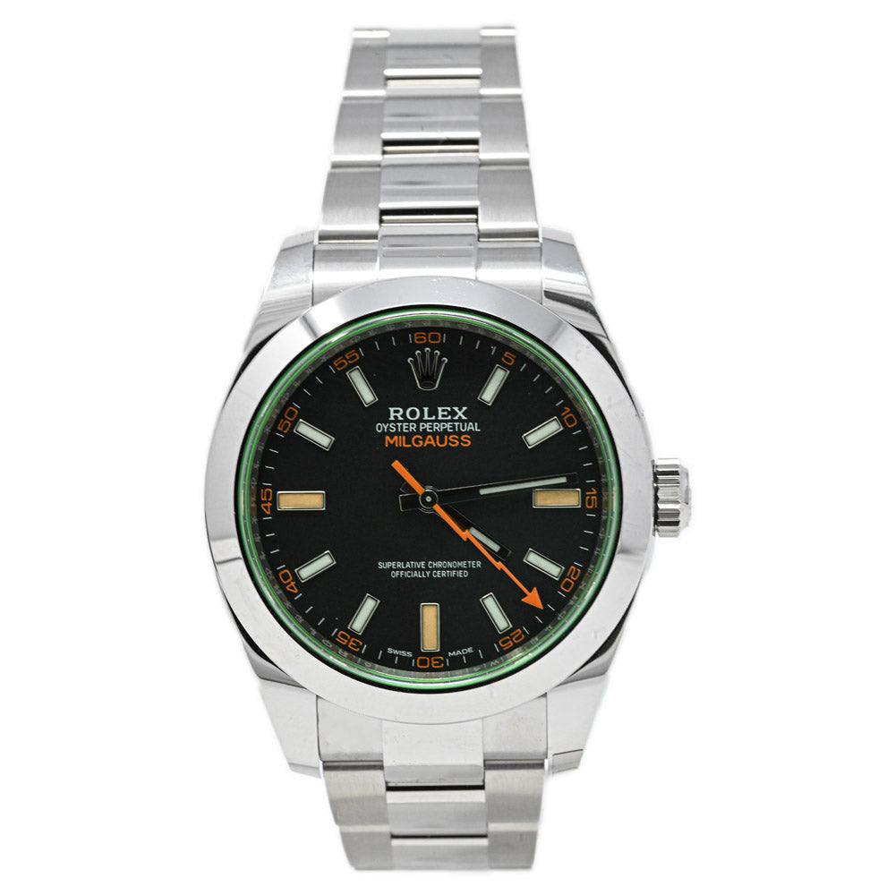 Rolex Milgauss Stainless Steel 40mm Black Stick Dial Watch Reference# 116400GV