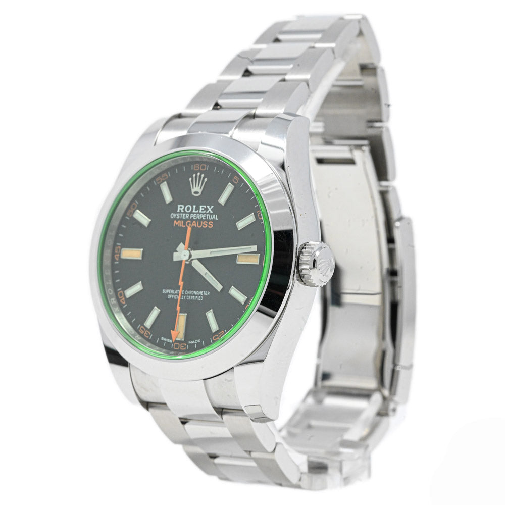 Rolex Men's Milgauss Stainless Steel 40mm Black Stick Dial Watch Reference #: 116400GV - Happy Jewelers Fine Jewelry Lifetime Warranty