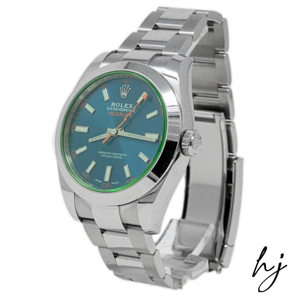 Rolex Men's Milgauss Stainless Steel 40mm Z-Blue Stick Dial Watch Reference #: 116400GV - Happy Jewelers Fine Jewelry Lifetime Warranty