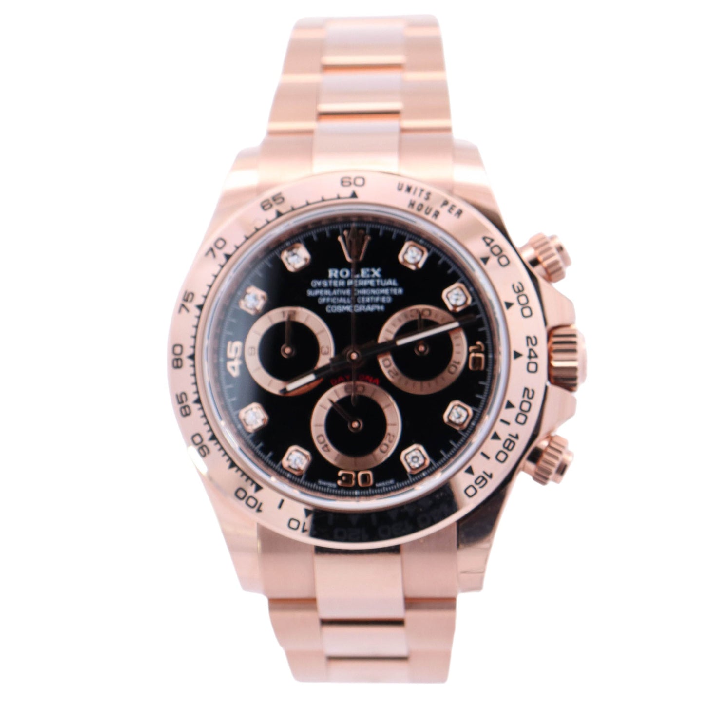 Rolex Daytona Rose Gold 40mm Black Diamond Dial Watch Reference# 116505 - Happy Jewelers Fine Jewelry Lifetime Warranty