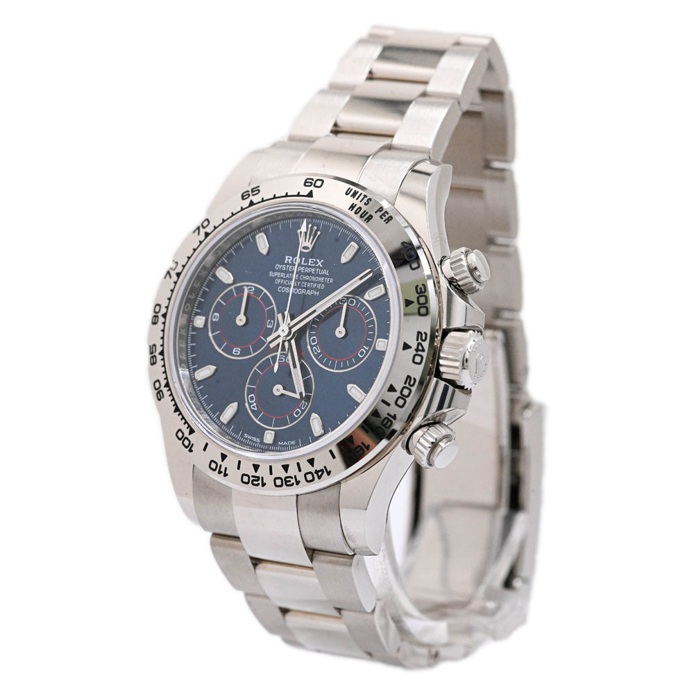 Rolex Men's Daytona 18K White Gold 40mm Blue Chronograph Dial Watch Reference #: 116509 - Happy Jewelers Fine Jewelry Lifetime Warranty