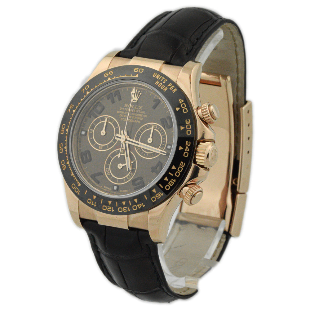 Rolex Unisex Daytona 18K Rose Gold 40mm Chocolate Arabic Dial Watch Reference #: 116515 - Happy Jewelers Fine Jewelry Lifetime Warranty