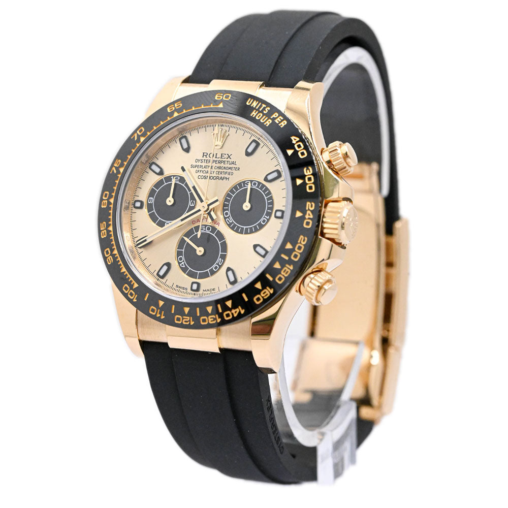 Rolex Unisex Daytona 18K Yellow Gold 40mm Champagne Chronograph Dial Watch Reference #: 116518 - Happy Jewelers Fine Jewelry Lifetime Warranty