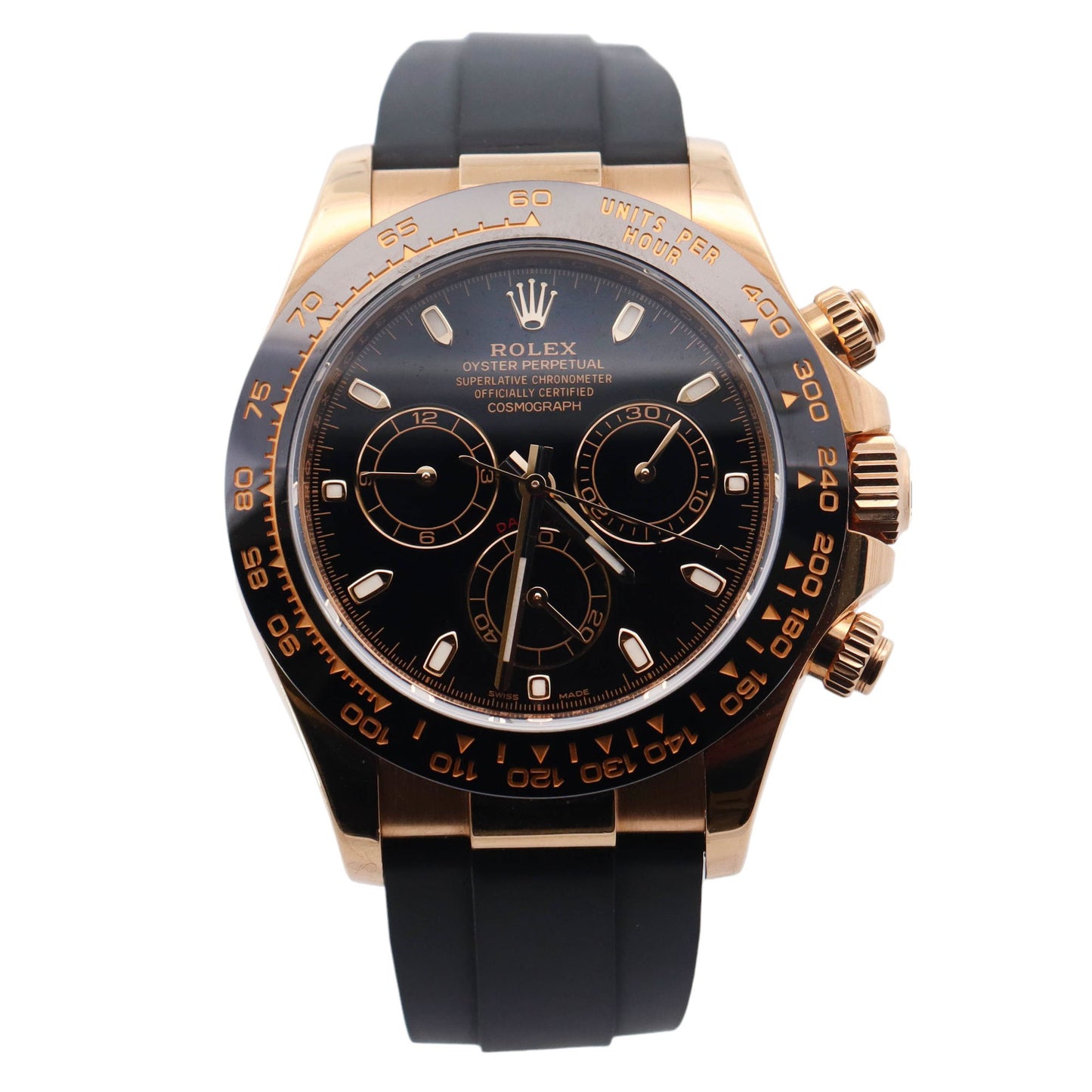 Rolex Daytona Yellow Gold 40mm Black Chronograph Dial Watch Reference# 116518