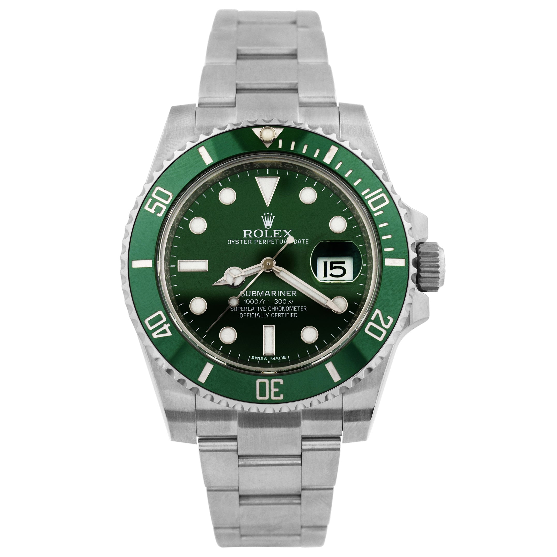Rolex Men's Submariner "Hulk" Stainless Steel 40mm Green Dot Dial Watch Reference #: 116610LV - Happy Jewelers Fine Jewelry Lifetime Warranty