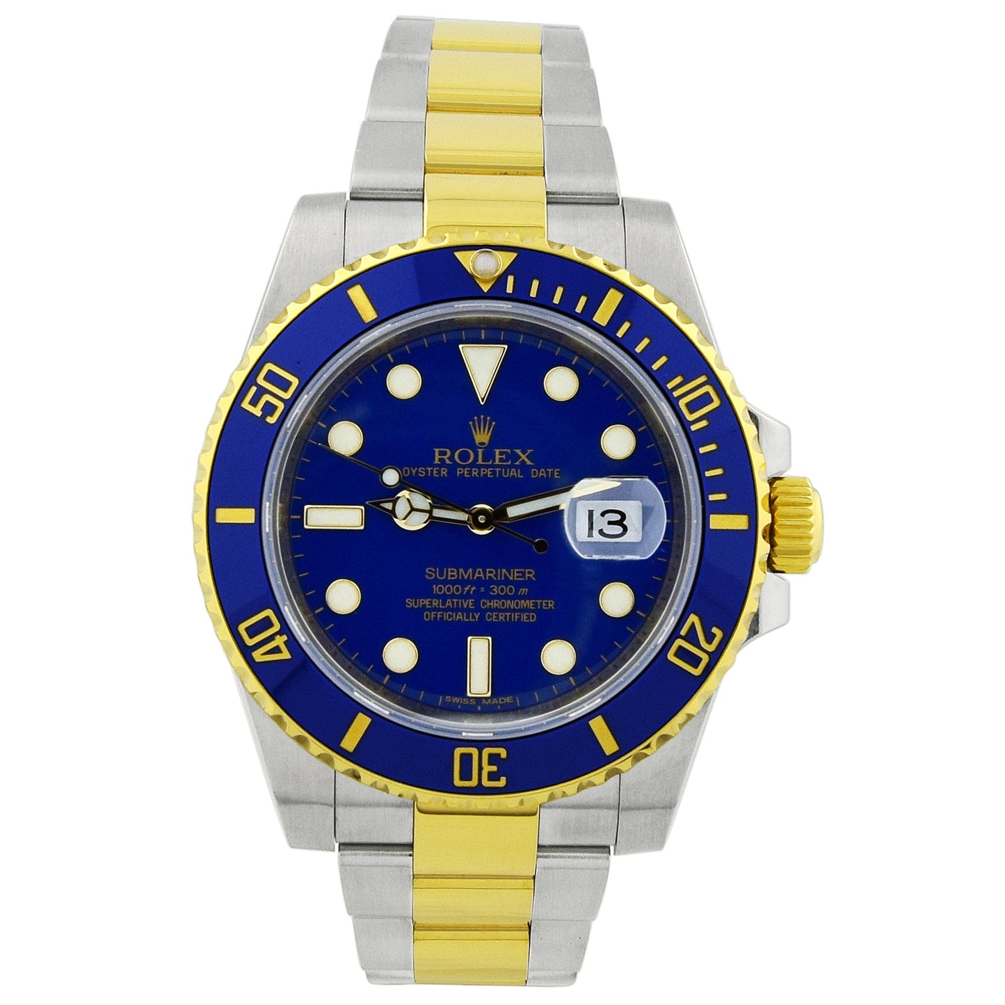 Rolex Submariner Two-Tone Stainles Steel & Yellow Gold 40mm Blue Dot Dial Watch Reference# 116613LB - Happy Jewelers Fine Jewelry Lifetime Warranty