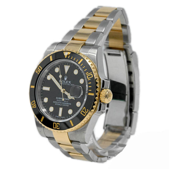 Rolex Submariner Date 40mm Yellow Gold & Stainless Steel Black Dot Dial Watch Reference# 116613LN - Happy Jewelers Fine Jewelry Lifetime Warranty