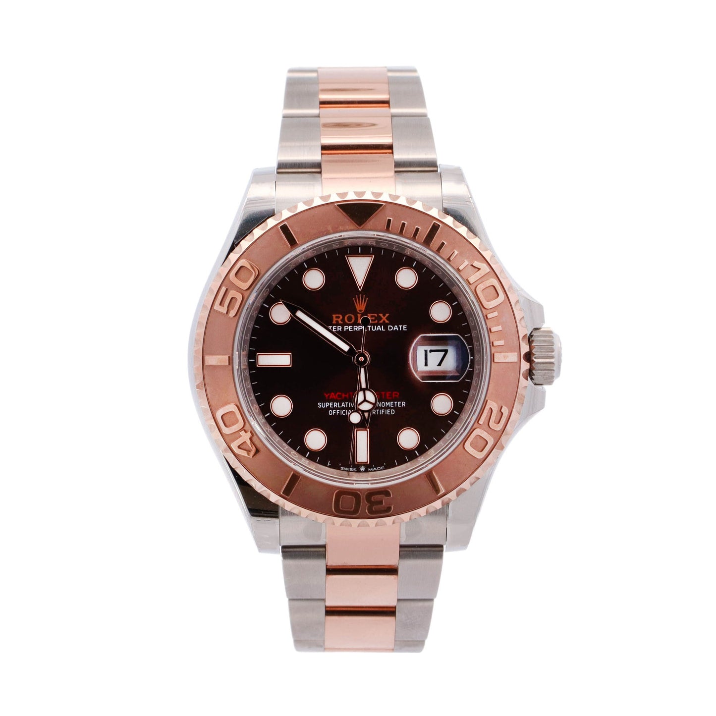 Rolex Yacht-Master Two-Tone Rose Gold & Stainless Steel 40mm Chocolate Dot Dial Watch Reference# 116621