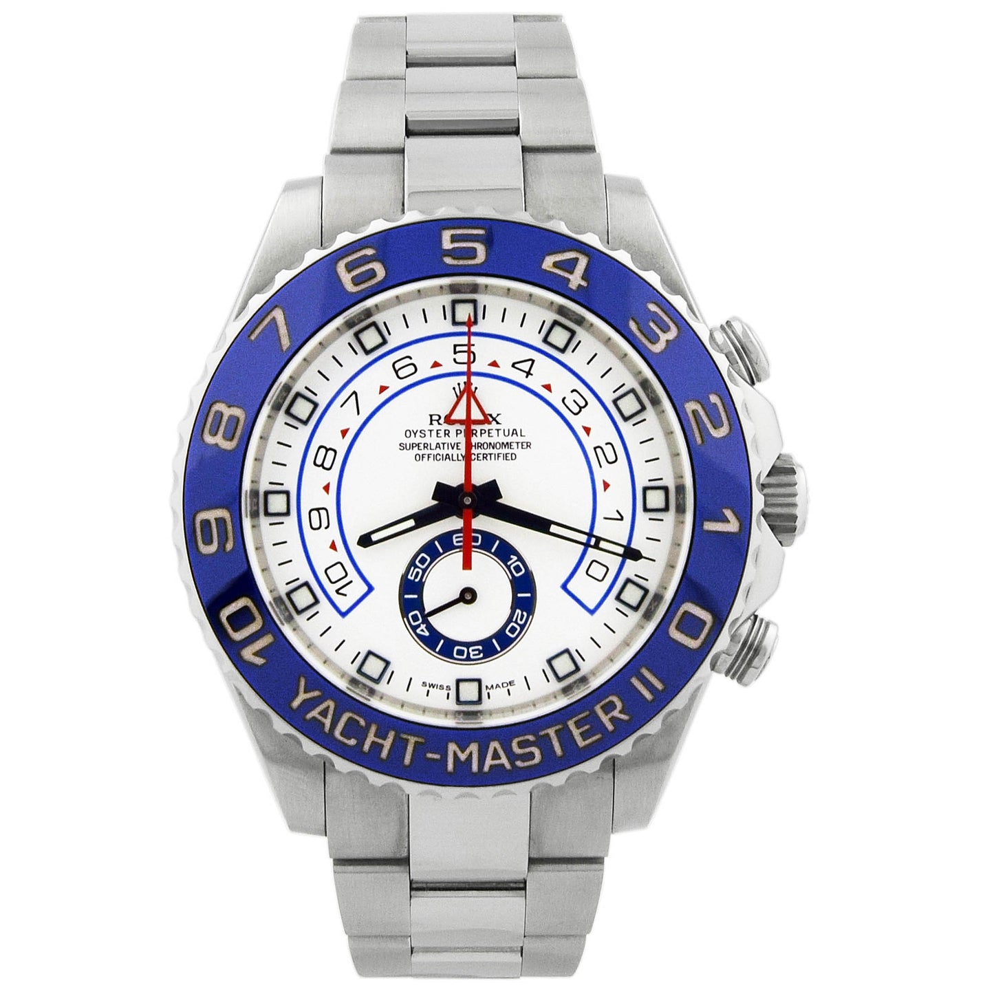 Rolex Men's Yacht-Master II Stainless Steel 44mm White Dot Dial Watch Reference #: 116680 - Happy Jewelers Fine Jewelry Lifetime Warranty