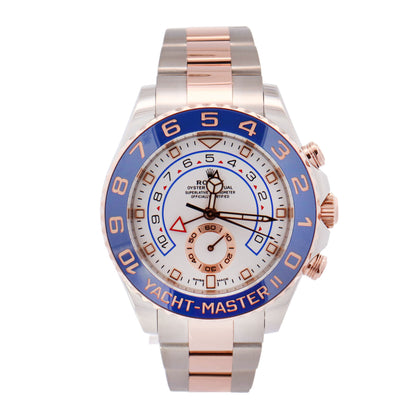 Rolex Yacht Master II 18K Rose Gold & Steel 44mm White Dial Watch Reference#: 116681 - Happy Jewelers Fine Jewelry Lifetime Warranty
