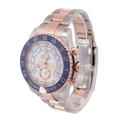 Rolex Yacht Master II 18K Rose Gold & Steel 44mm White Dial Watch Reference#: 116681 - Happy Jewelers Fine Jewelry Lifetime Warranty