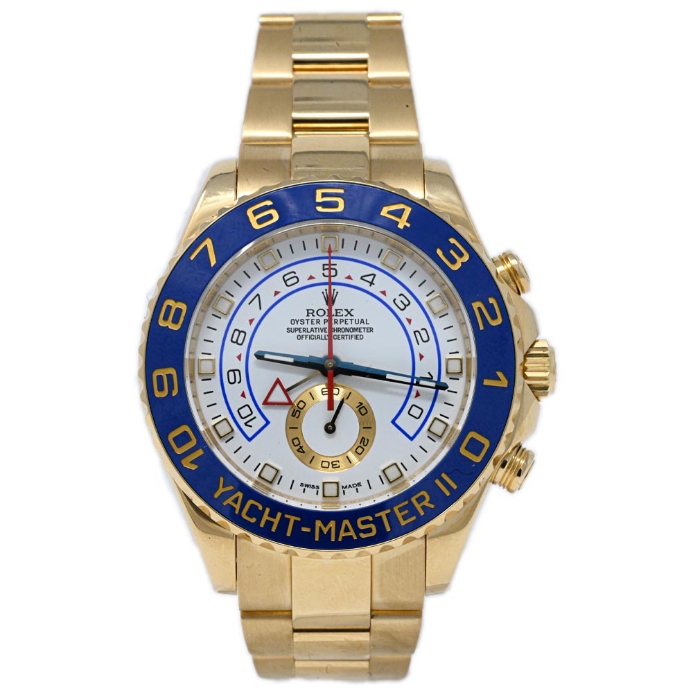Rolex Men's Yachtmaster II Yellow Gold 44mm White Dial Watch Reference #: 116688