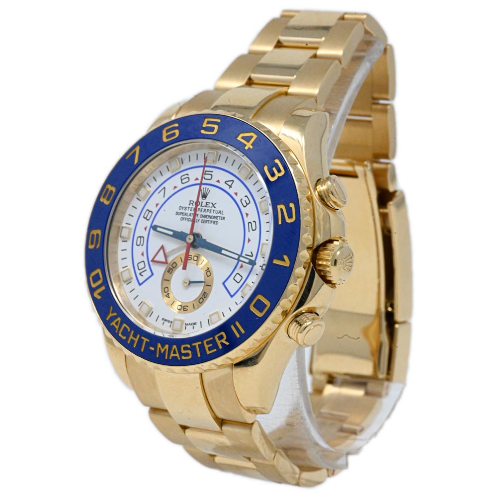Rolex Men's Yachtmaster II Yellow Gold 44mm White Dial Watch Reference #: 116688 - Happy Jewelers Fine Jewelry Lifetime Warranty