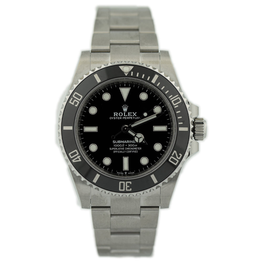 Rolex Submariner Stainless Steel 41mm Black Dot Dial Watch Reference# 124060