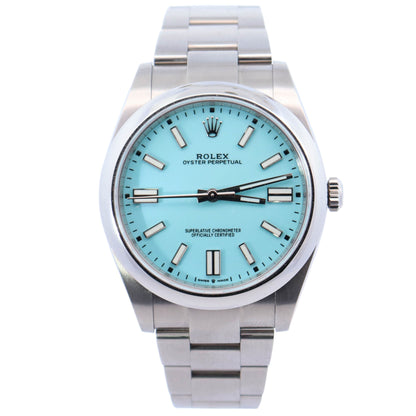 Rolex Oyster Perpetual 41mm Tiffany Dial Ref# 124300 - Happy Jewelers Fine Jewelry Lifetime Warranty
