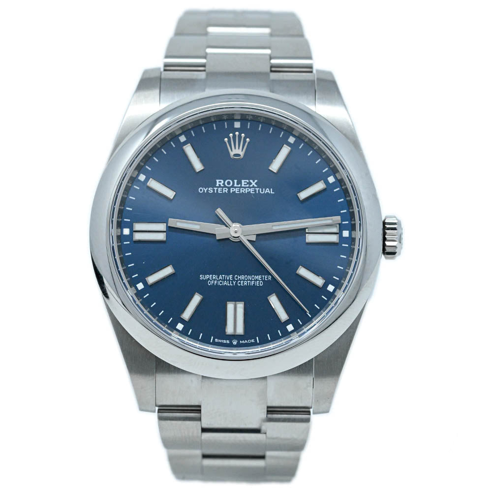 Rolex Oyster Perpetual 41mm Stainless Steel Blue Dial Watch Reference #: 124300 - Happy Jewelers Fine Jewelry Lifetime Warranty