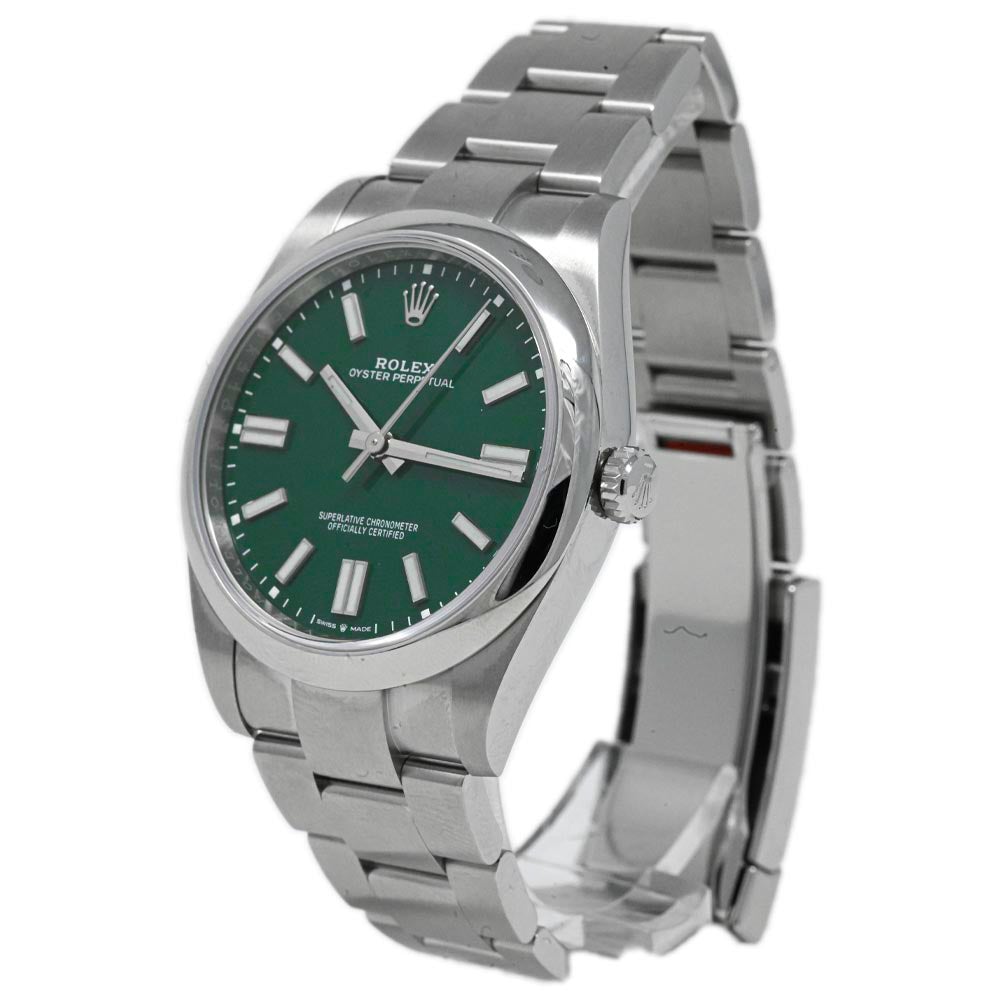 Rolex Men's Oyster Perpetual Stainless Steel 41mm Forrest Green Stick Dial Watch Reference #: 124300 - Happy Jewelers Fine Jewelry Lifetime Warranty