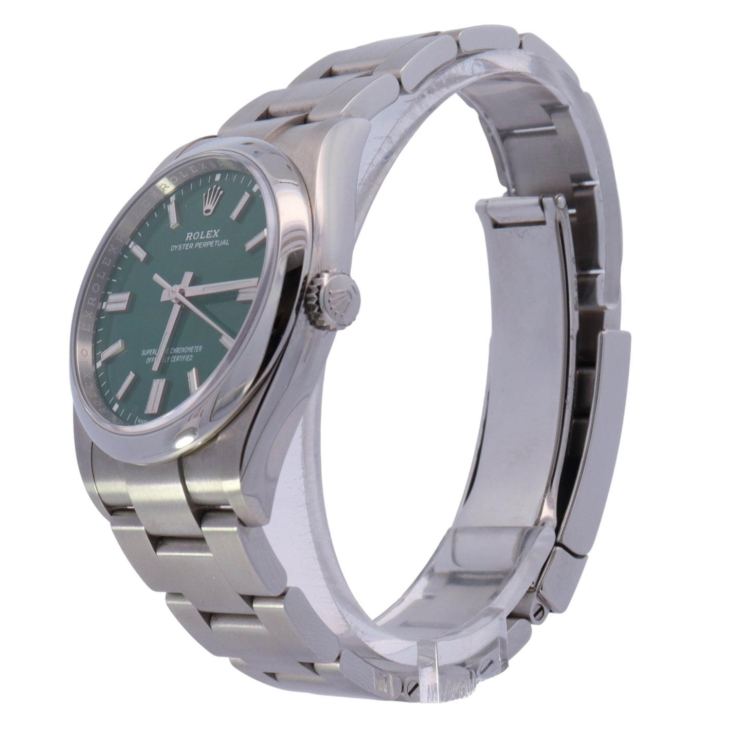 Rolex Oyster Perpetual Stainless Steel 36mm Green Stick Dial Watch Reference# 126000 - Happy Jewelers Fine Jewelry Lifetime Warranty