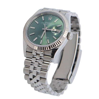 Rolex Datejust Stainless Steel 36mm Green Stick Dial Watch Reference# 126234 - Happy Jewelers Fine Jewelry Lifetime Warranty
