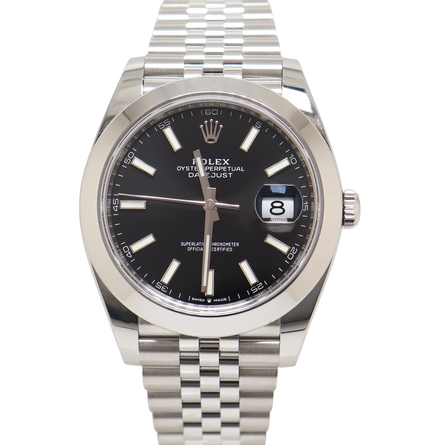 Rolex Datejust Stainless Steel 41mm Black Stick Dial Watch Reference#: 126300 - Happy Jewelers Fine Jewelry Lifetime Warranty