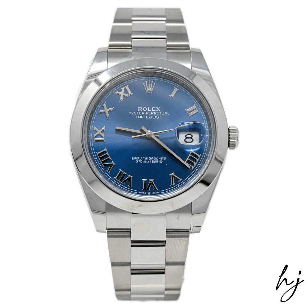 Rolex Datejust Stainless Steel 41mm Blue Roman Dial Watch Reference #: 126300 - Happy Jewelers Fine Jewelry Lifetime Warranty