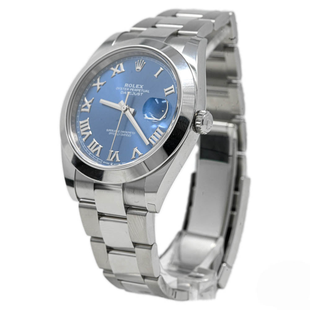 Rolex Men's Datejust 41 Stainless Steel 41mm Blue Roman Dial Watch Reference# 126300 - Happy Jewelers Fine Jewelry Lifetime Warranty