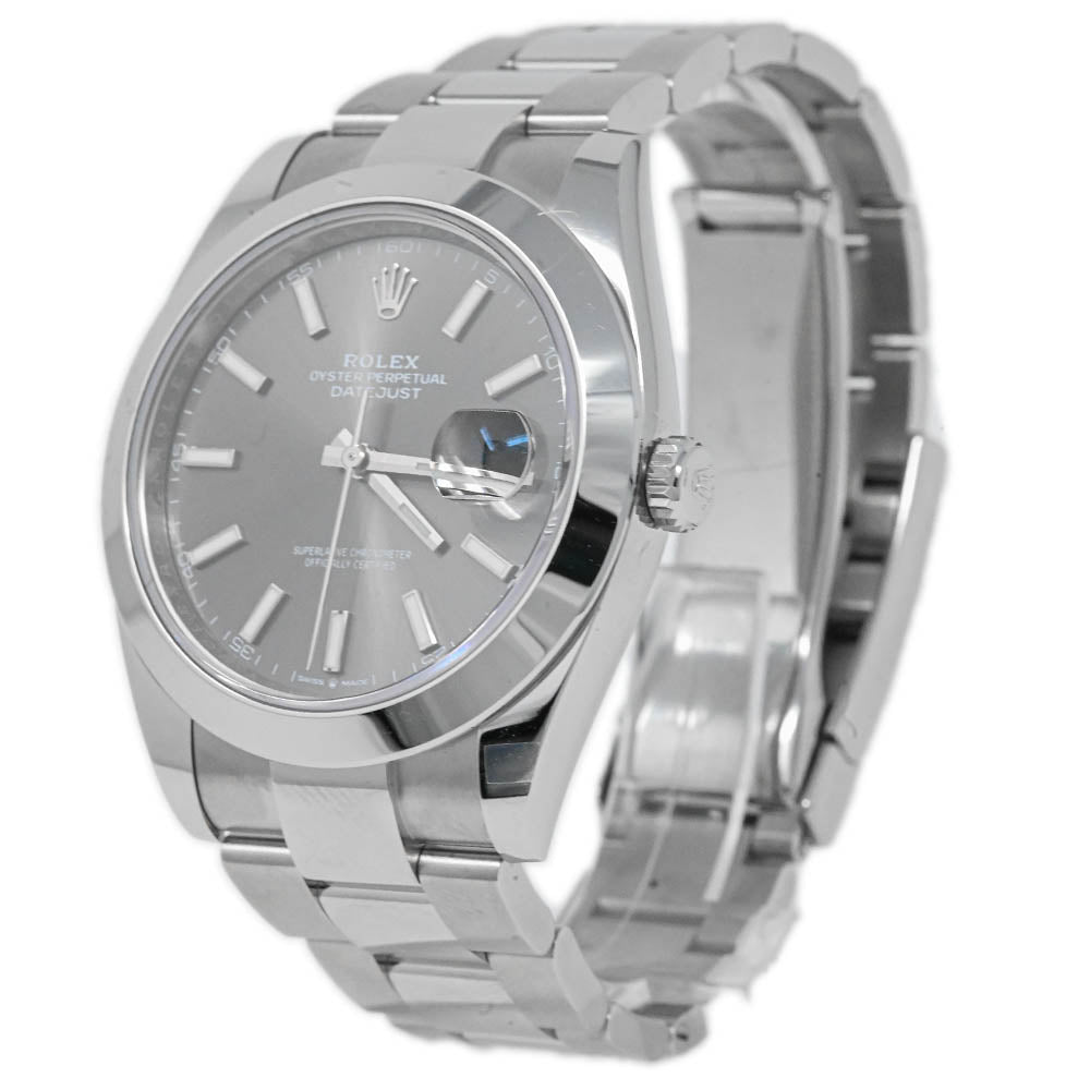 Rolex Datejust Stainless Steel 41mm Rhodium Stick Dial Watch Reference#: 126300 - Happy Jewelers Fine Jewelry Lifetime Warranty