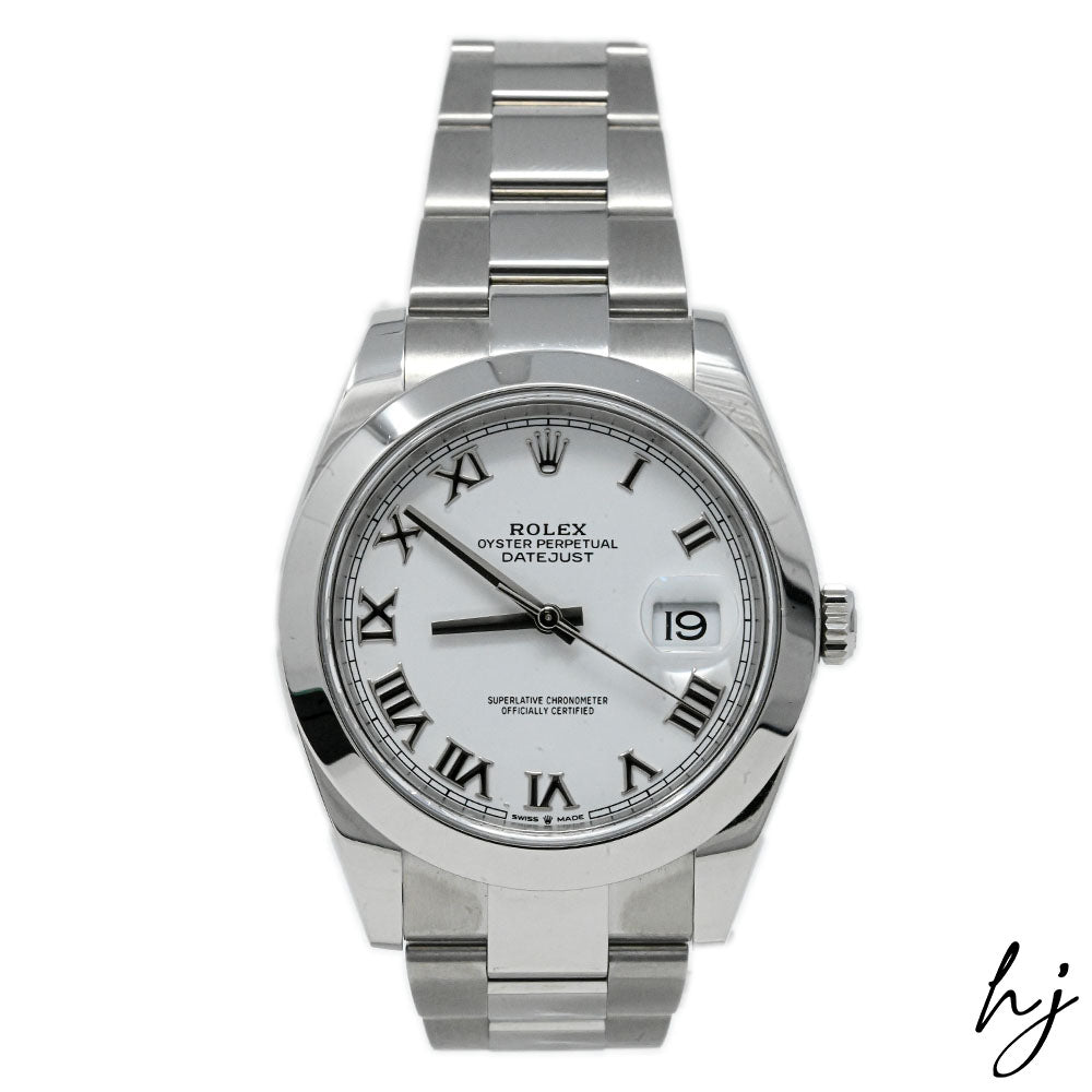 Rolex Datejust Stainless Steel 41mm White Roman Dial Watch Reference#: 126300 - Happy Jewelers Fine Jewelry Lifetime Warranty