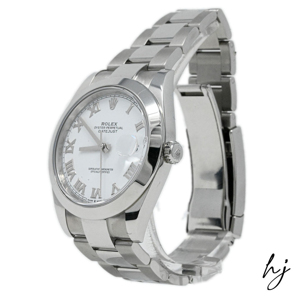 Rolex Datejust Stainless Steel 41mm White Roman Dial Watch Reference#: 126300 - Happy Jewelers Fine Jewelry Lifetime Warranty